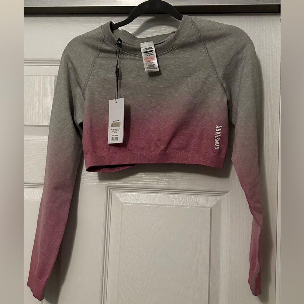 Brand new w/ tags Gymshark adapt ombré seamless crop top in grey marl/ shellpink